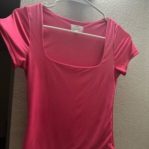 Elegant Pink Square Neck Blouse